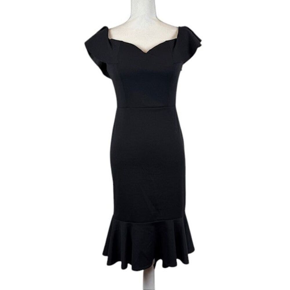 Bailey Blue Black Cocktail Dress Pullover Stretch On or Off Shoulder Hi-Lo small